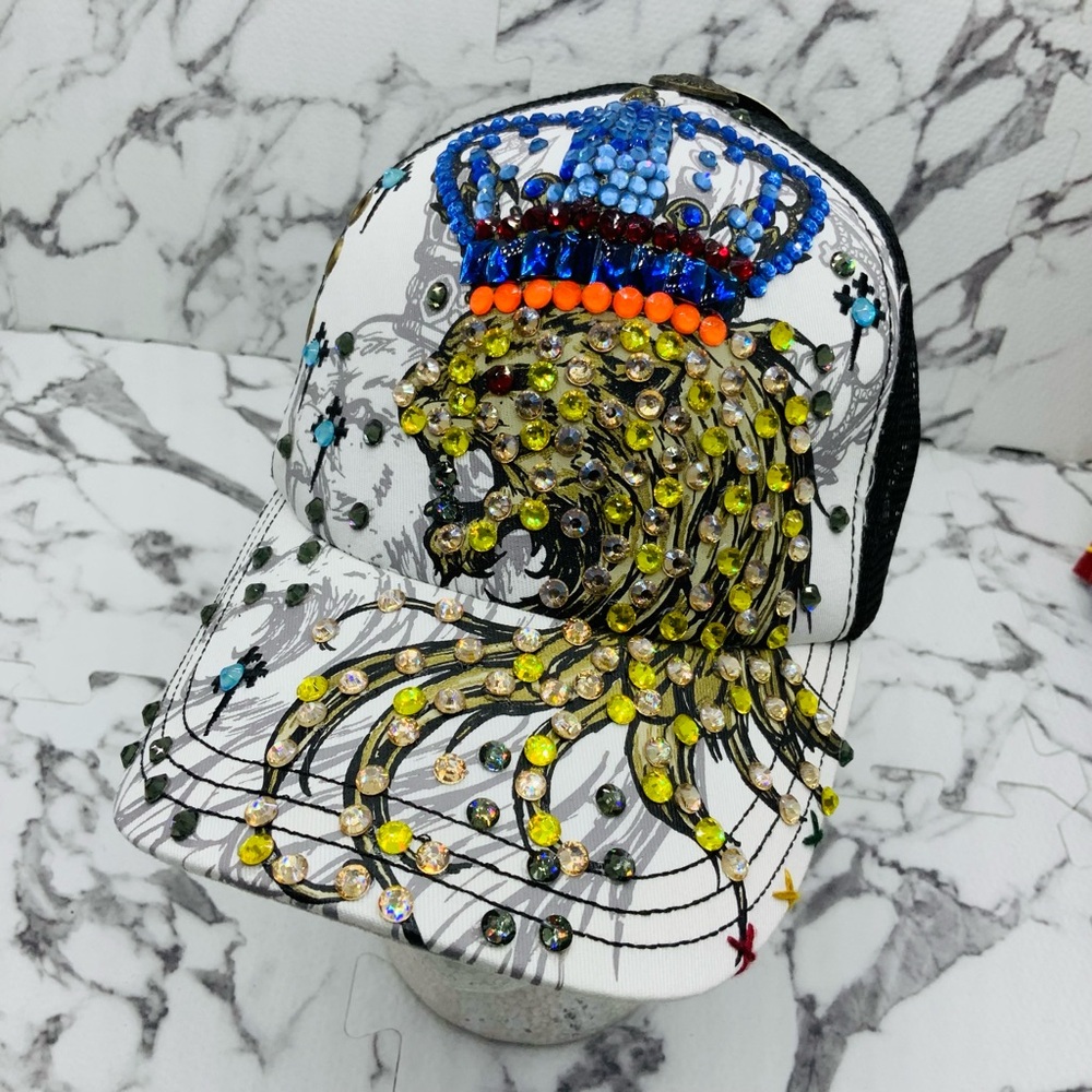 Men’s Lion King Rhinestone Trucker Hat by Rebel Spirit